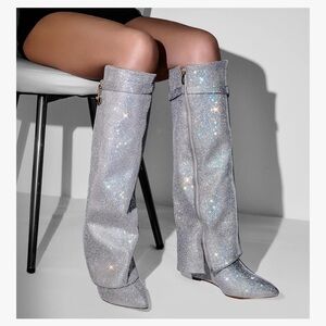 Amazon Silver Over the Knee Boots